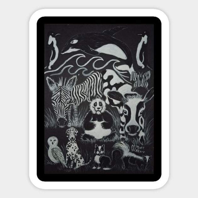 Just Black and White Animals Sticker by Matt Starr Fine Art